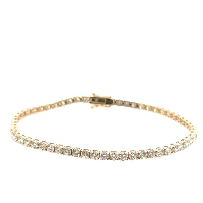 14KY LAB GROWN DIAMOND TENNIS BRACELET  NON-CERT F VS+ 60RD-5.16CT 14KY-4.01GR
