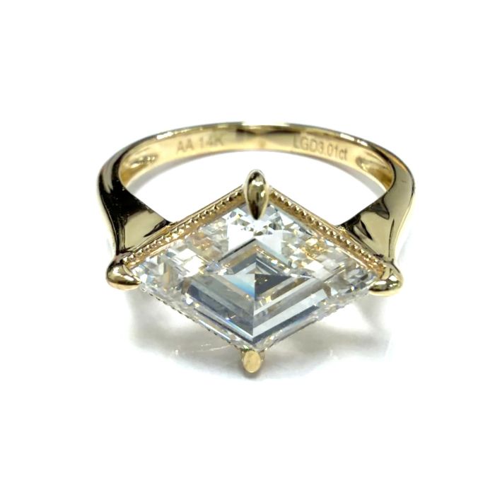 14k YG Lab Grown Diamond  Rings  Lozenge 3.01CT 1D  -3.01CTW  2.32GR  7