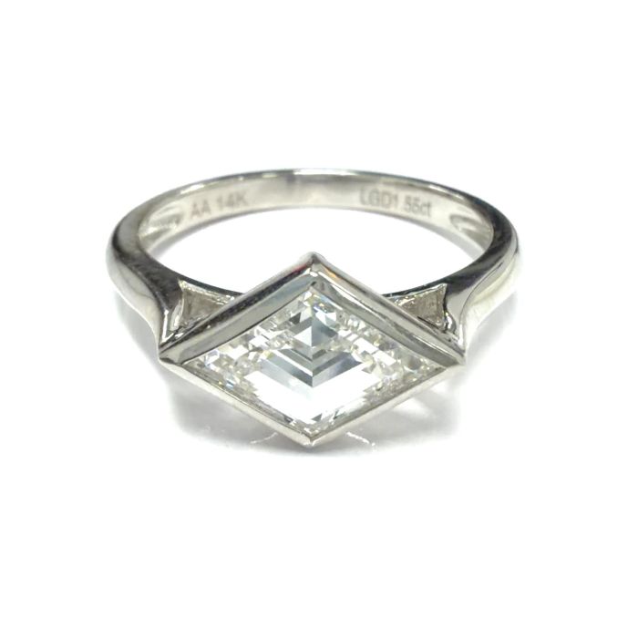 14k WG Lab Grown Diamond  Rings  Lozenge 1.55CT 1D  -1.55CTW  2.55GR  7