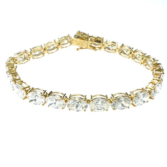 14k YG Lab Grown Diamond Oval EM Tennis Bracelet  23OV-23.17CTW 23D 14KY-8.97GR