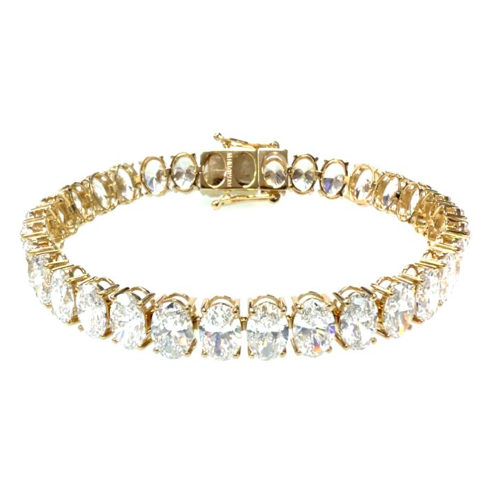 14k YG Lab Grown Diamond Oval Tennis Bracelet  33OV- 27.82CTW 13.07GR