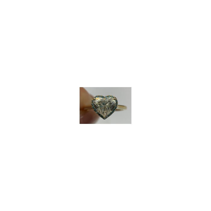 14k YG Lab Grown Diamond  Rings  Heart 2.62CT Round   23D- 0.19CTW 24D  -2.81CTW  2.10GR