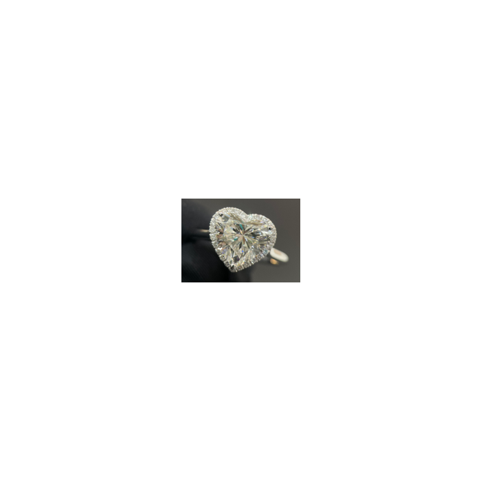 14k WG Lab Grown Diamond  Rings  Heart 3.09CT Round   25D- 0.21CTW 26D  -3.30CTW  2.13GR