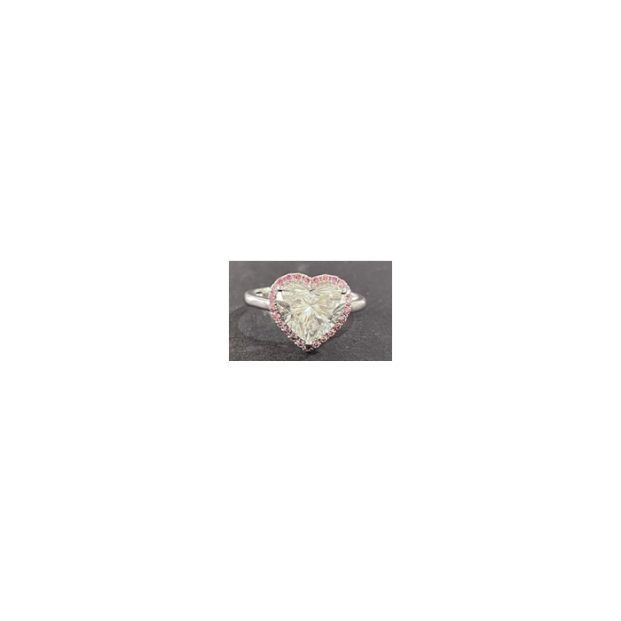 14k WG Lab Grown Diamond  Rings  Heart 3.10CT Round   25D- 0.21CTW 26D  -3.31CTW  2.02GR