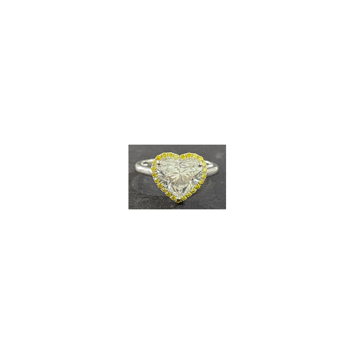 14k WG Lab Grown Diamond  Rings  Heart 2.82CT Round   25D- 0.21CTW 26D  -3.03CTW  2.02GR