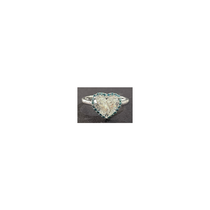 14k WG Lab Grown Diamond  Rings  Heart 2.63CT Round   25D- 0.21CTW 26D  -2.84CTW  2.02GR