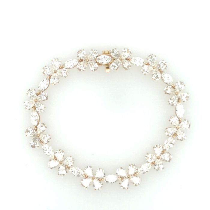 14k YG Lab Grown Diamond  Bracelet  48PE-12.18CTW 12MQ 4.95CTW 60D-17.13CTW  7.04GR  7.5