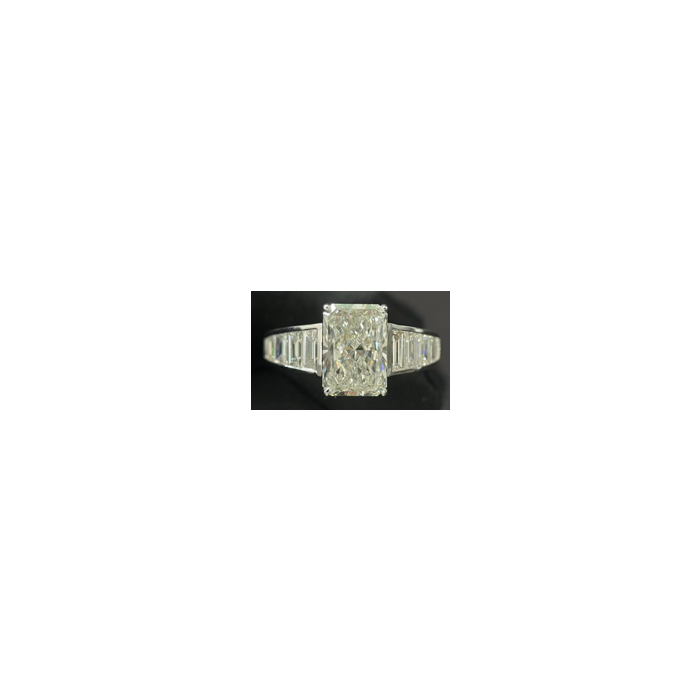 14k WG Lab Grown Diamond  Rings  Radiant 3.96CT    10BG- 1.31CTW 11D  -5.27CTW  3.60GR