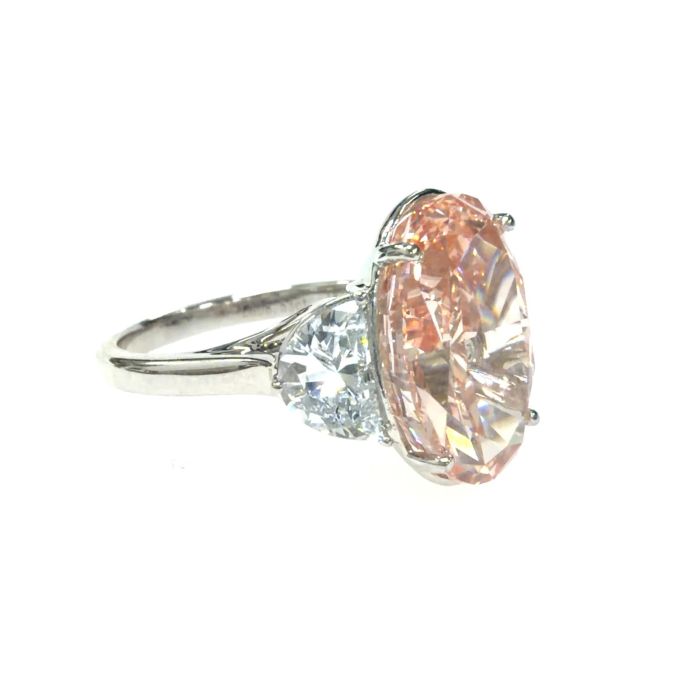 14k WG Lab Grown Diamond  Rings  Pink Oval 8.53CT Half Moon   3D- 1.54CTW 4D  -10.07CTW  4.52GR