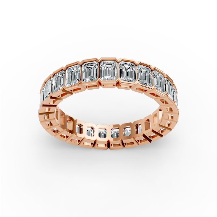 Emerald Shape Diamond Eternity Bands in Gold