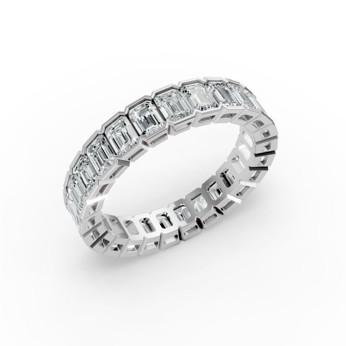 Emerald Shape Diamond Eternity Bands in Gold