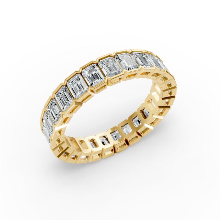 Emerald Shape Diamond Eternity Bands in Gold