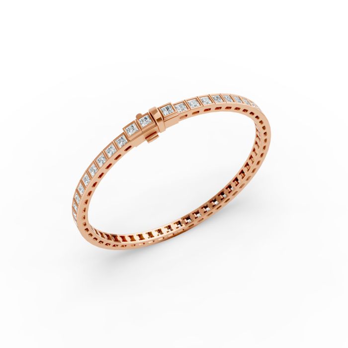 Princess Shape Diamond Bracelets in Gold