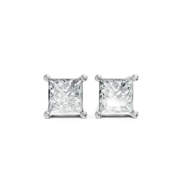 Princess Shape Lab Grown Diamond Push-Back Studs in 925 Silver