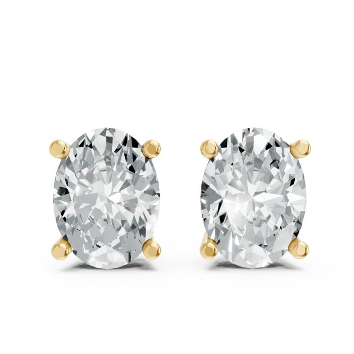 Oval Shape Lab Grown Diamond 4-prong Push-Back Studs in 925 Silver