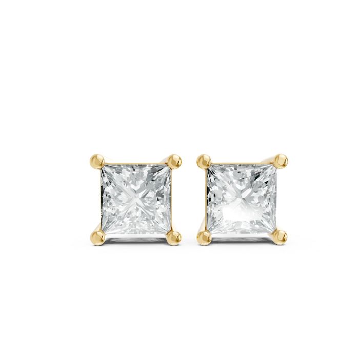 Princess Shape Lab Grown Diamond Push-Back Studs in 925 Silver