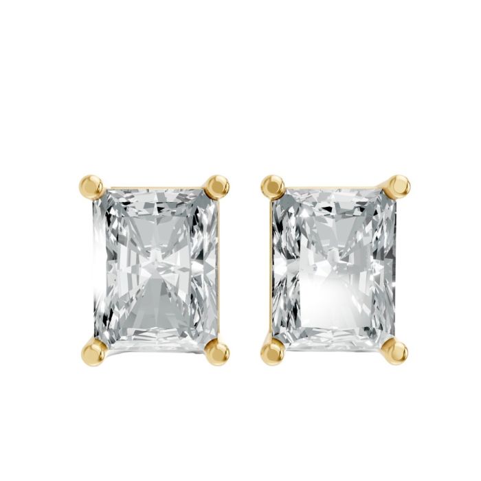 Radiant Shape Lab Grown Diamond 4-prong Push-Back Studs in 10K / 14K Gold
