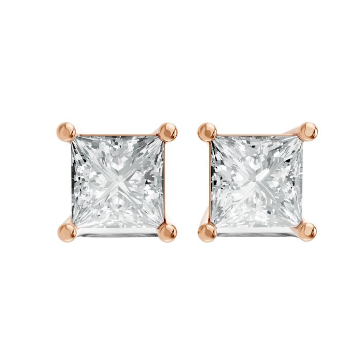 Princess Shape Lab Grown Diamond Push-Back Studs in 925 Silver