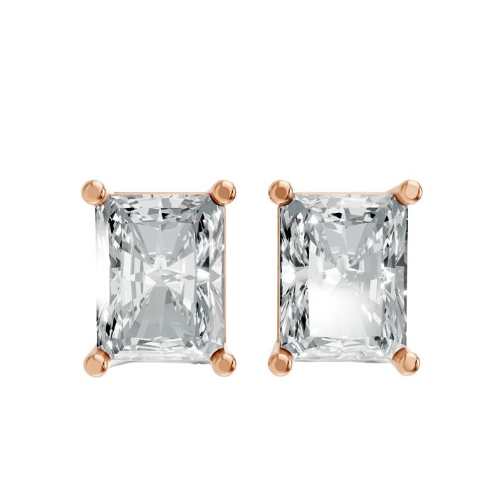 Radiant Shape Lab Grown Diamond 4-prong Push-Back Studs in 10K / 14K Gold
