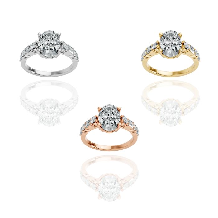 Oval Shape Diamond Bridal Ring in Gold