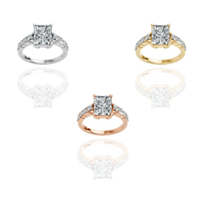 Radiant Shape Diamond Bridal Ring in Gold