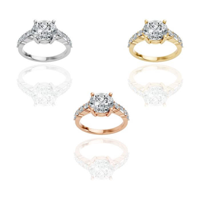 Round Shape Diamond Bridal Ring in Gold