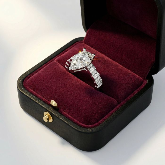 Pear Shape Diamond Bridal Ring in Gold