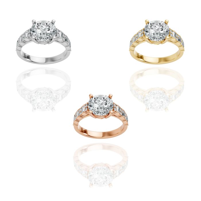 Round Shape Diamond Bridal Ring in Gold