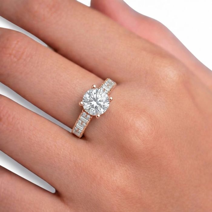 Round Shape Diamond Bridal Ring in Gold