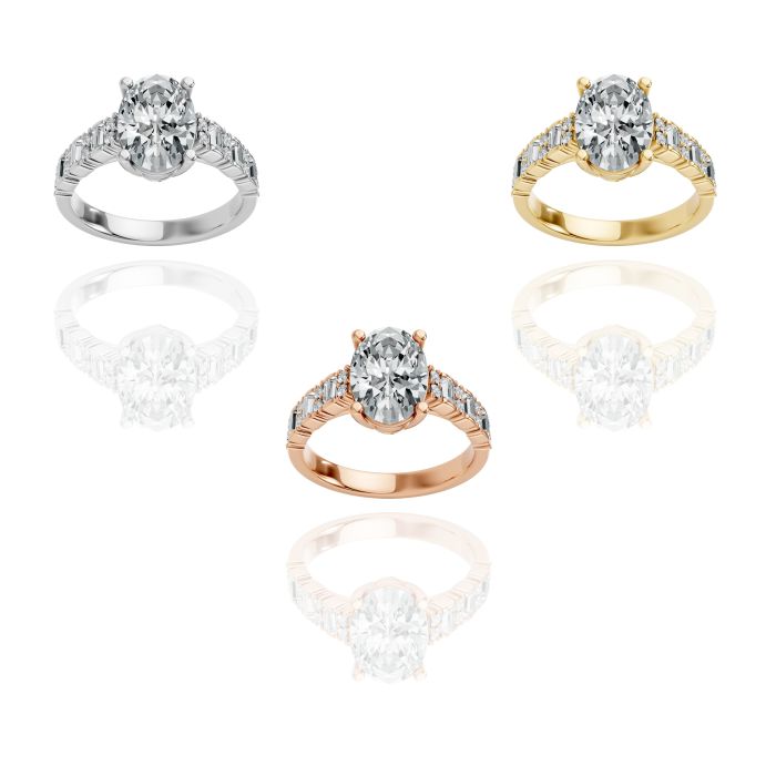 Oval Shape Diamond Bridal Ring in Gold