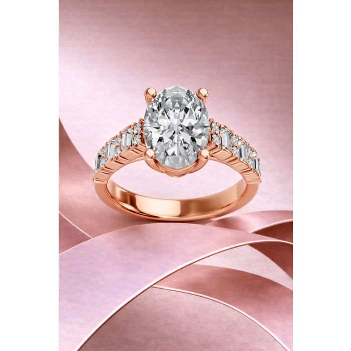 Oval Shape Diamond Bridal Ring in Gold