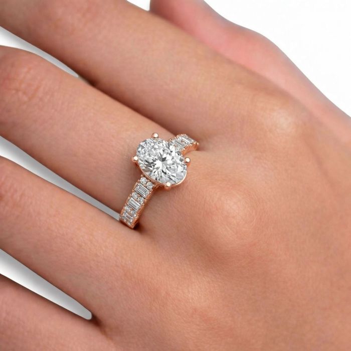 Oval Shape Diamond Bridal Ring in Gold