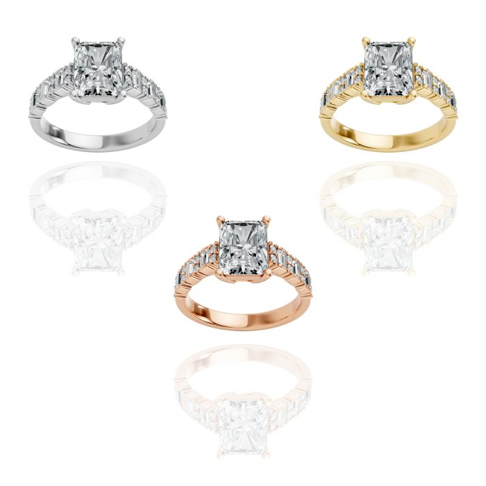 Radiant Shape Diamond Bridal Ring in Gold