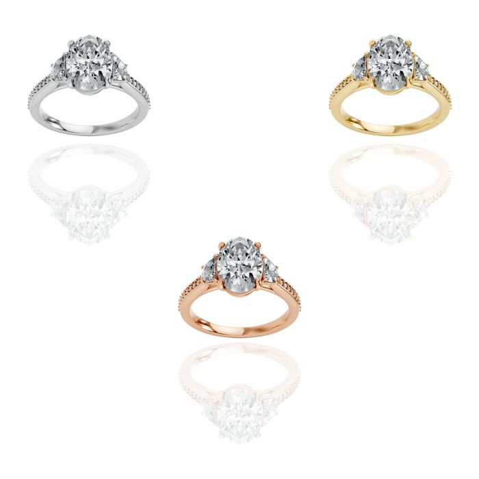 Oval Shape Diamond Bridal Ring in Gold