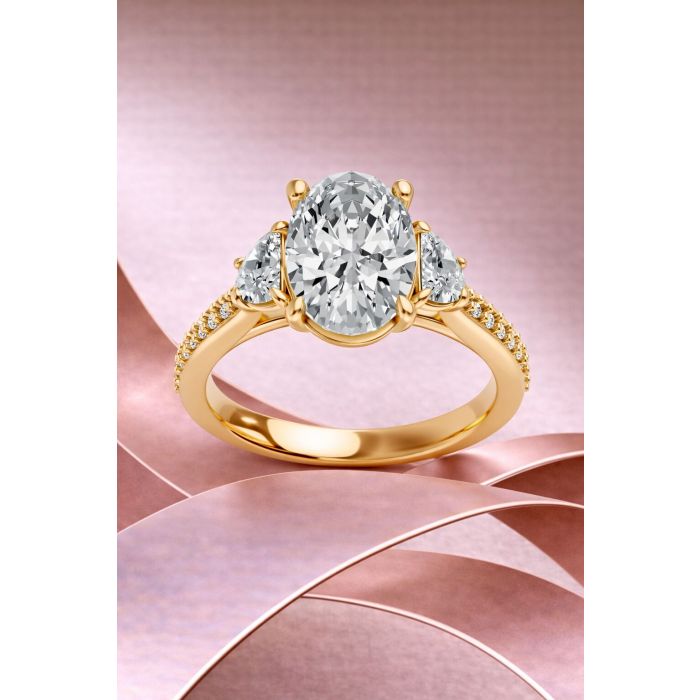 Oval Shape Diamond Bridal Ring in Gold