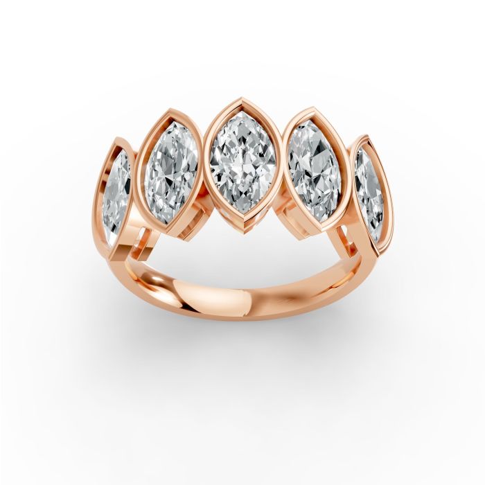 Marquise Shape Diamond Anniversary Band in Gold