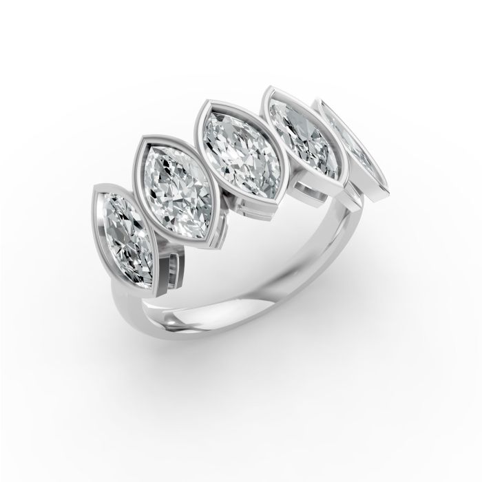 Marquise Shape Diamond Anniversary Band in Gold