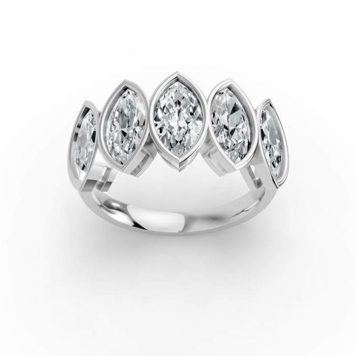 Marquise Shape Diamond Anniversary Band in Gold