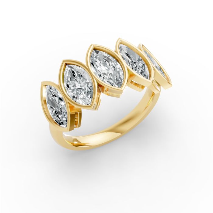 Marquise Shape Diamond Anniversary Band in Gold