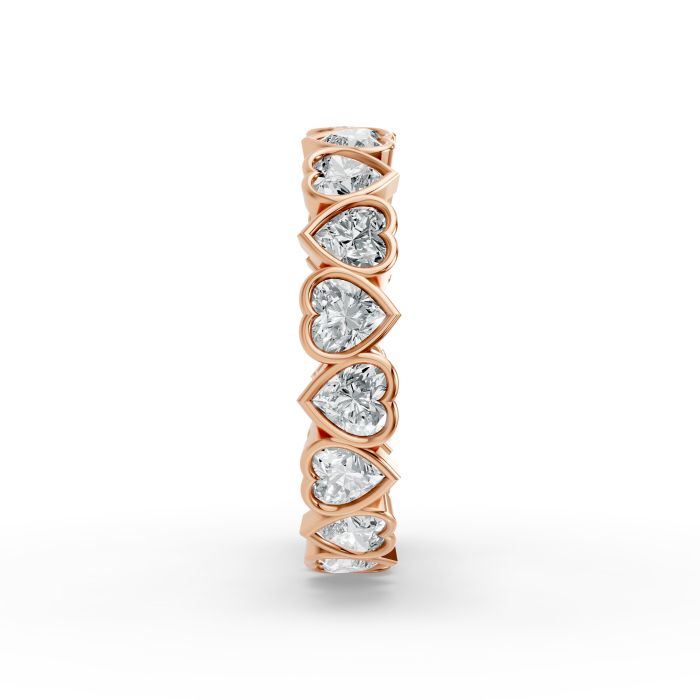 Heart Shape Diamond Eternity Bands in Gold