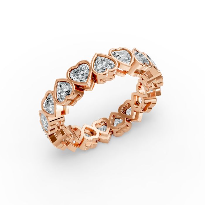 Heart Shape Diamond Eternity Bands in Gold