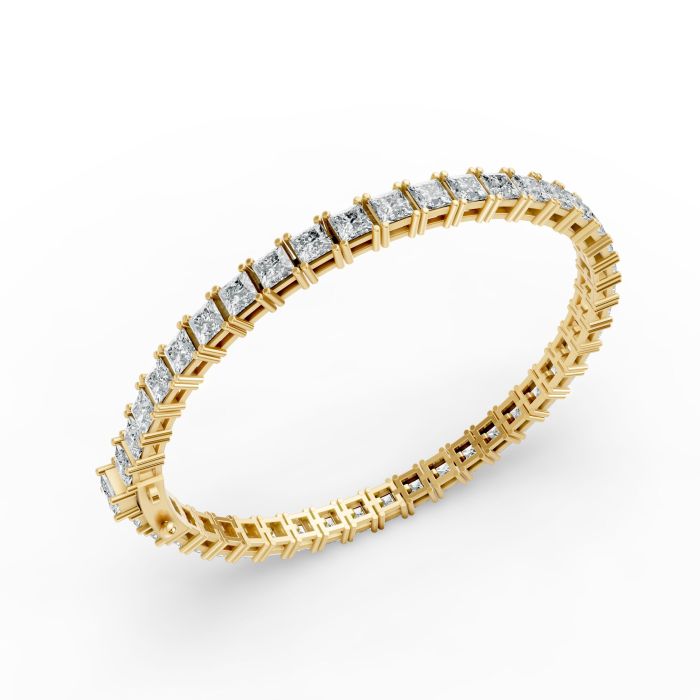 Princess Shape Diamond Bracelets in Gold