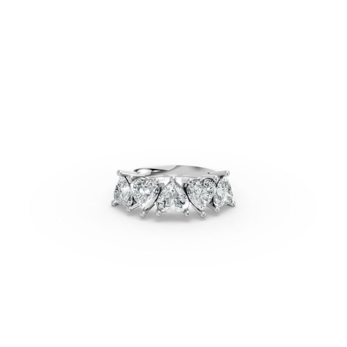 Heart Shape Diamond Anniversary Band in Gold