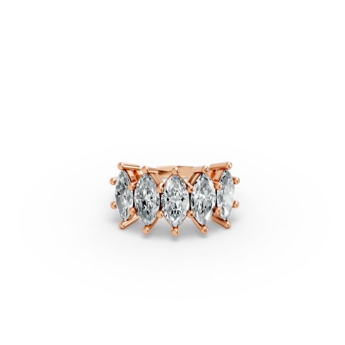 Marquise Shape Diamond Anniversary Band in Gold