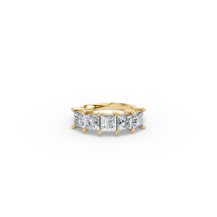 Princess Shape Diamond Anniversary Band in Gold