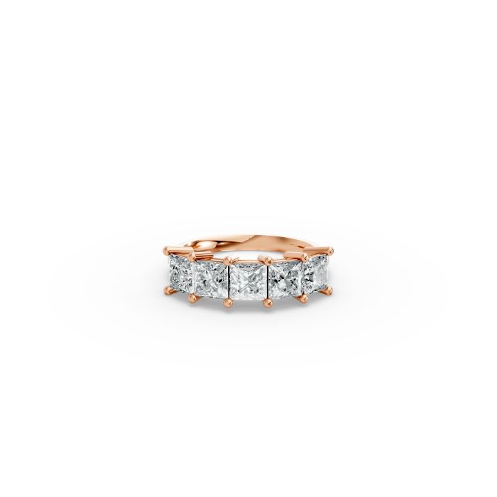 Princess Shape Diamond Anniversary Band in Gold