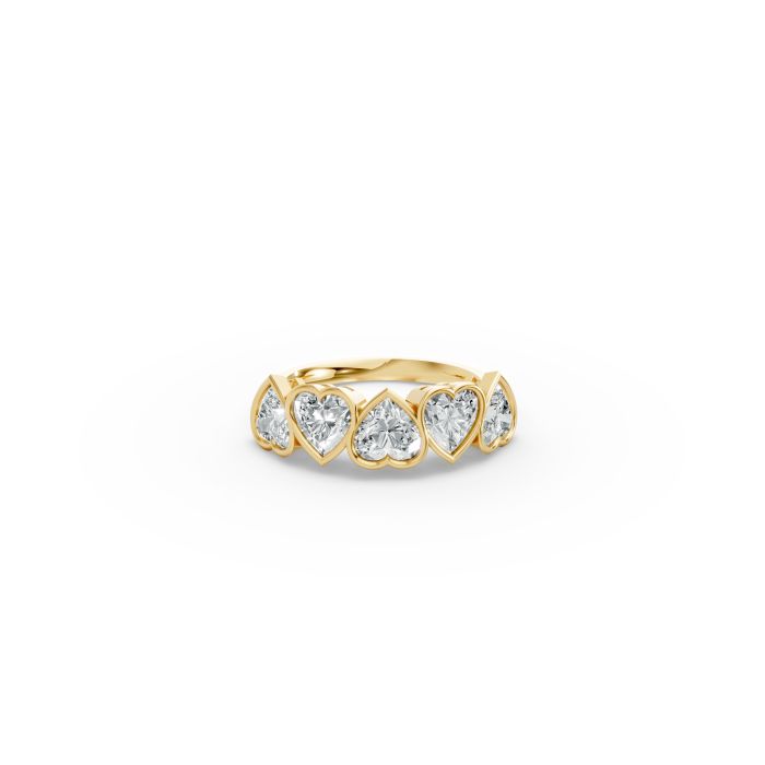 Heart Shape Diamond Anniversary Band in Gold