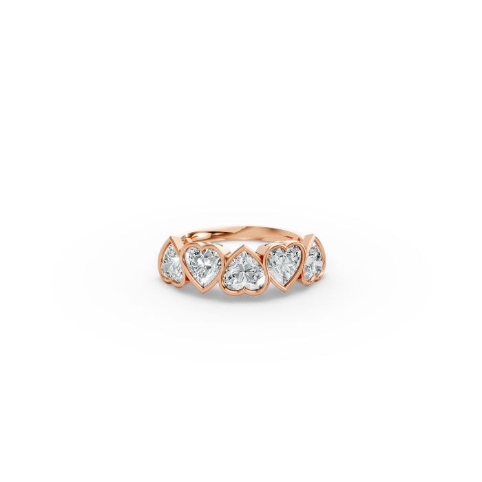 Heart Shape Diamond Anniversary Band in Gold