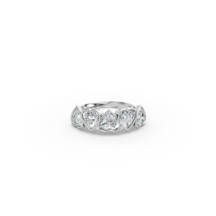 Heart Shape Diamond Anniversary Band in Gold