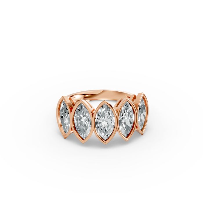 Marquise Shape Diamond Anniversary Band in Gold